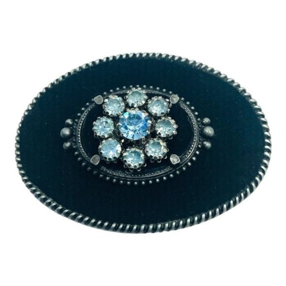 Up-cycled Vintage Belt Buckle Made in USA and  80s Rhinestone Earring Repurposed